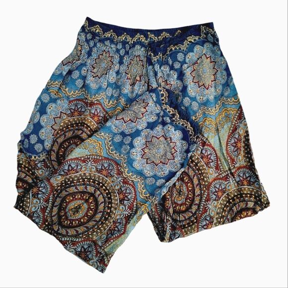 Joob Joob Turquoise Gold Mandala Print Pull On Hippie Harem Pants Size L / XL - Picture 2 of 13